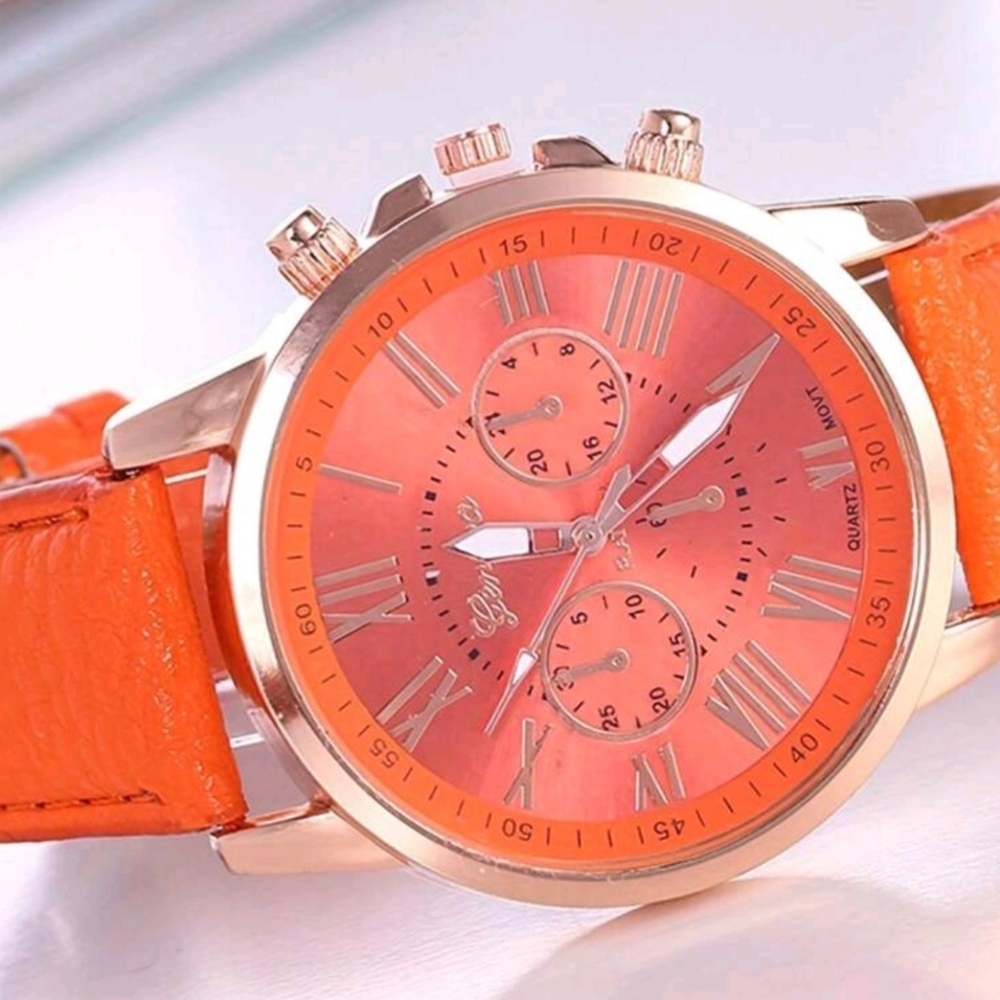 Vibrant Orange Alloy Quartz Watch